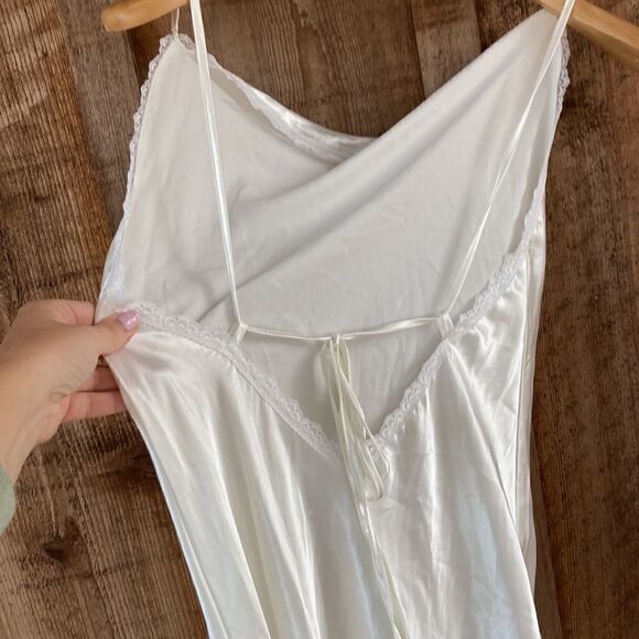 Satin Long Lace-up Slip Nightgown/lingerie with Slit - Picture 6 of 9